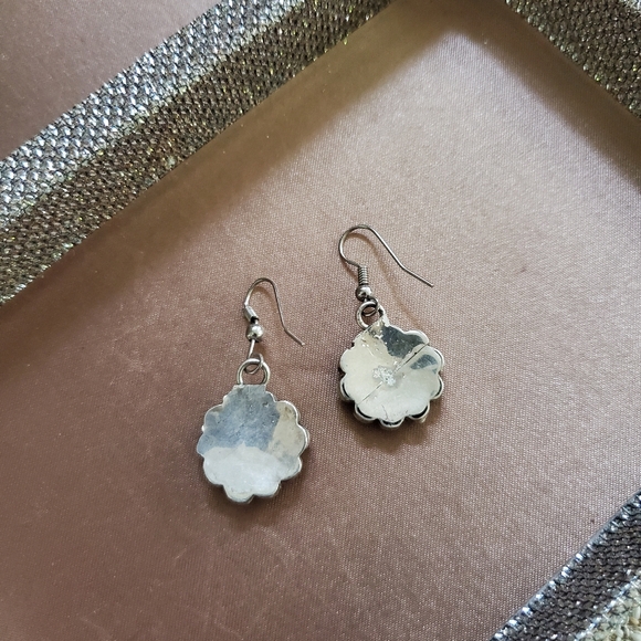 Vintage Zuni Sterling Inlay Opal Earrings - Picture 7 of 8